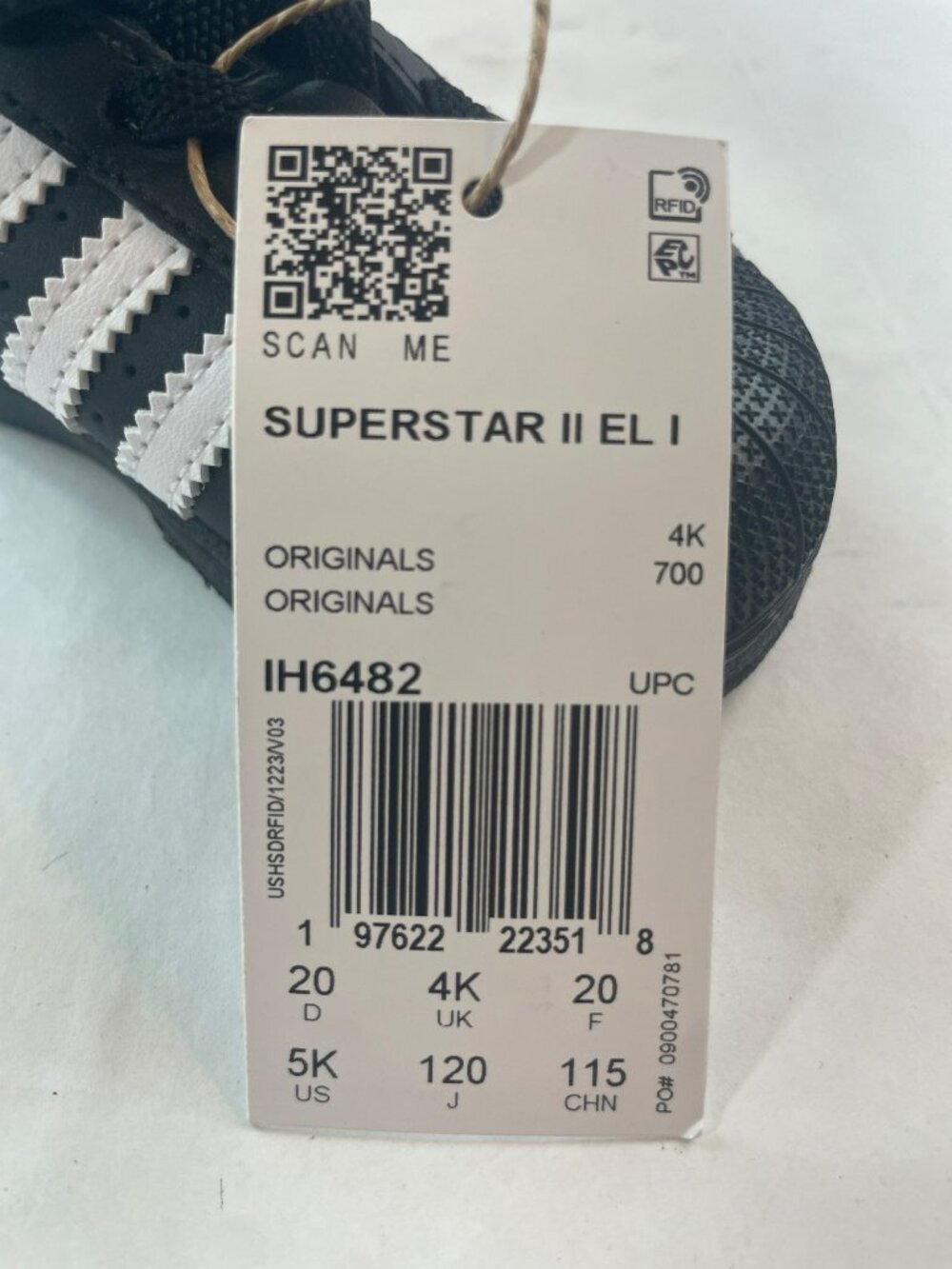 Adidas Originals Superstar II EL I Toddler Shoes Black/White Size 5K NEW IN BOX - Picture 11 of 12